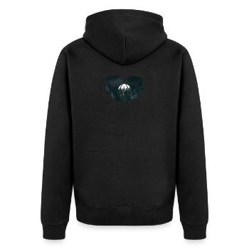 Dark forest with moon. Geometric heart - Unisex Premium Organic Zip Hoodie - black - Back - Nico (187cm)
