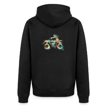 Quad ATV Splash - Unisex Premium Bio Zip Hoodie - Schwarz - Hinten - Nico (187cm)