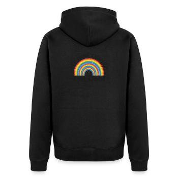 MY DOG THINKS I L'COOL - Unisex Premium Bio Zip Hoodie - Schwarz - Hinten - Nico (187cm)