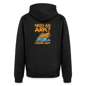 Need an Ark? I Noah Guy Funny Christian Gift Retro - Unisex Premium Bio Zip Hoodie - Schwarz - Hinten - Nico (187cm)