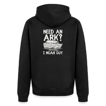 Need an Ark? I Noah Guy Funny Christian Gift Retro - Unisex Premium Bio Zip Hoodie - Schwarz - Hinten - Nico (187cm)