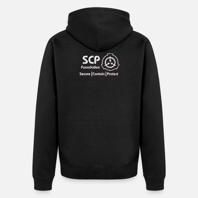 SCP Symbol Glitched Version - Unisex Premium Bio Zip Hoodie - Schwarz