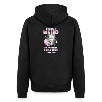 Manga Girl - Unisex Premium Bio Zip Hoodie - Schwarz - Hinten - Nico (187cm)