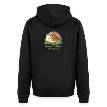 Conservation hedgehog - Unisex Premium Organic Zip Hoodie - black - Back - Nico (187cm)