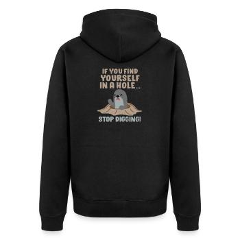 Busy Sarcastic Sarkasmus Design für Kollegen - Unisex Premium Bio Zip Hoodie - Schwarz - Hinten - Nico (187cm)