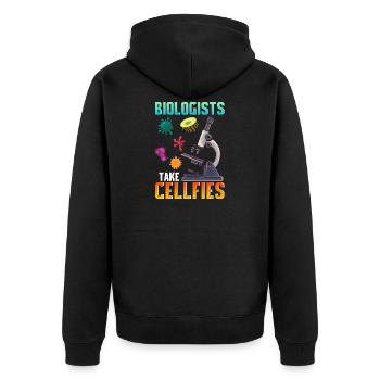 Cute Biologists Take Cellfies Selfies Biology Pun - Unisex Premium Organic Zip Hoodie - black - Back - Nico (187cm)