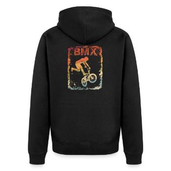 Vintage BMX Rider - Cadeau de cascade de vélo - Veste à capuche bio Premium Unisexe - noir - Dos - Nico (187cm)
