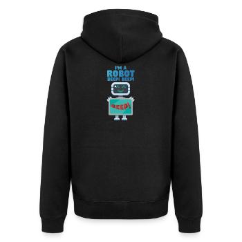 Im a robot beep - Roboter Computer - Unisex Premium Bio Zip Hoodie - Schwarz - Hinten - Nico (187cm)