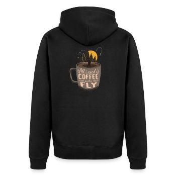 Cartoon Coffee &Fly Fishing Lover Poison - Veste à capuche bio Premium Unisexe - noir - Dos - Nico (187cm)
