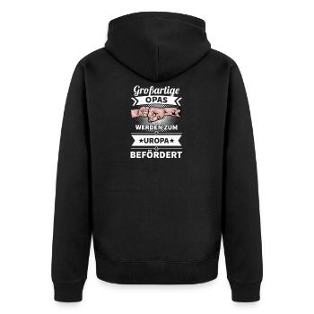 Stolzer Du wirst Uropa Geschenk 2021 Baby Spruch - Unisex Premium Bio Zip Hoodie - Schwarz - Hinten - Nico (187cm)
