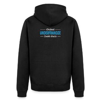 Orchinol Unterfranke limited edtition - - Unisex Premium Bio Zip Hoodie - Schwarz - Hinten - Nico (187cm)