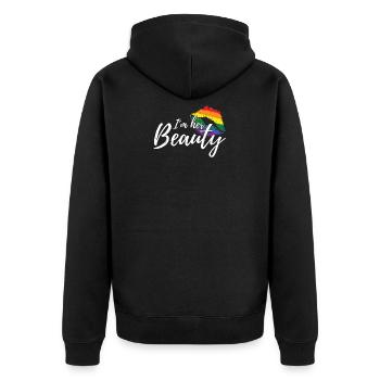 I'm Her Beauty Couple For Lesbians LGBT Gift - Unisex Premium Bio Zip Hoodie - Schwarz - Hinten - Nico (187cm)