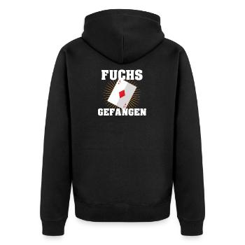 Doppelkopf Fuchs gefangen Kartenspiel Geschenk - Unisex Premium Bio Zip Hoodie - Schwarz - Hinten - Nico (187cm)