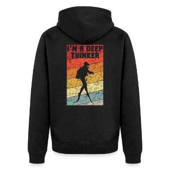 I'm a depp Thinker Diver Diving Diver Retro - Unisex Premium Organic Zip Hoodie - black - Back - Nico (187cm)
