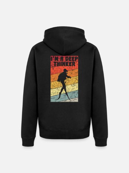 I'm a depp Thinker Diver Diving Diver Retro - Unisex Premium Organic Zip Hoodie - black