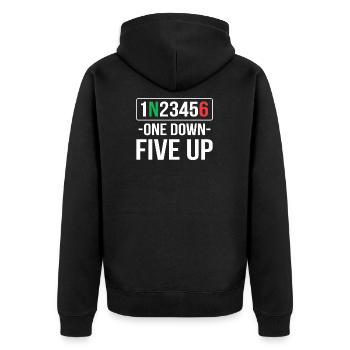 One Down Motorcycle Motorcyclist Five Up - Unisex Premium Organic Zip Hoodie - black - Back - Nico (187cm)