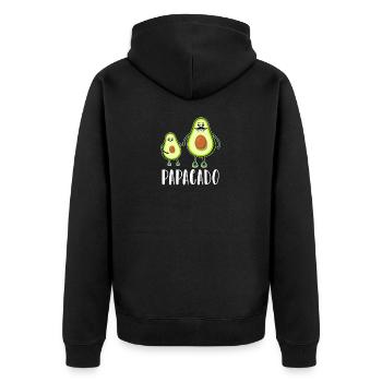 Papacado - Geburt Daddy Avocado - Unisex Premium Bio Zip Hoodie - Schwarz - Hinten - Nico (187cm)