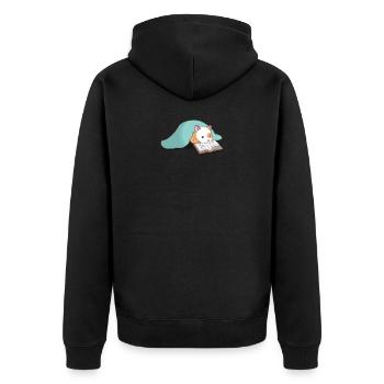 Cute hamster bookworm books - Unisex Premium Organic Zip Hoodie - black - Back - Nico (187cm)