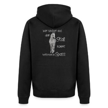 reiten Pferd Liebe Reiterin Pferde Pferdesprüche - Unisex Premium Bio Zip Hoodie - Schwarz - Hinten - Nico (187cm)