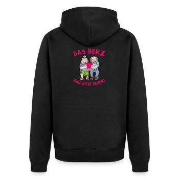 Das Herz Wird Nicht Dement - Unisex Premium Bio Zip Hoodie - Schwarz - Hinten - Nico (187cm)