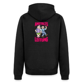 PDL Pflegefachkraft Altenpflege Demenz - Unisex Premium Bio Zip Hoodie - Schwarz - Hinten - Nico (187cm)