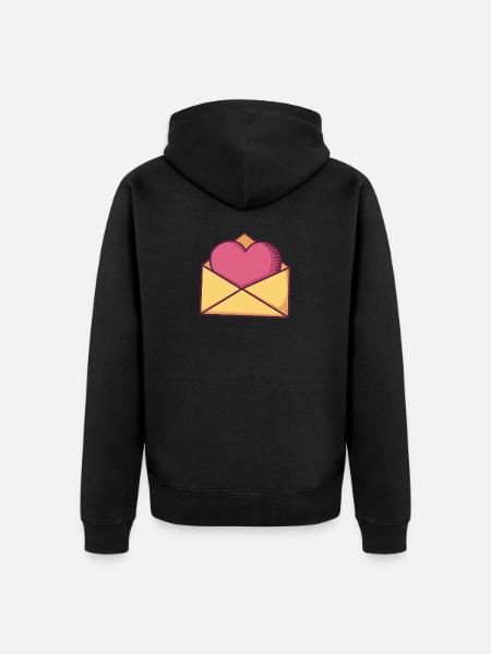 Heart in an Envelope - Unisex Premium Organic Zip Hoodie - black
