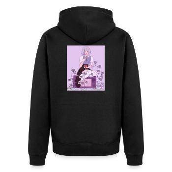 Anime schoolgirl with ramen microwave ivy - Unisex Premium Organic Zip Hoodie - black - Back - Nico (187cm)