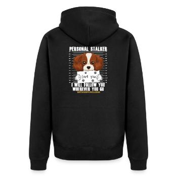 Funny Cavalier King Charles Spaniel Gift - Unisex Premium Organic Zip Hoodie - black - Back - Nico (187cm)