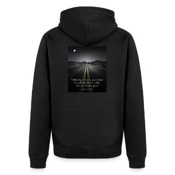 Vincent Van Gogh - Normalität ist wie eine asphaltierte Straße - Unisex Premium Bio Zip Hoodie - Schwarz - Hinten - Nico (187cm)