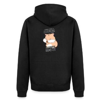 Thinking About My Hamster Cooler Nager - Unisex Premium Bio Zip Hoodie - Schwarz - Hinten - Nico (187cm)
