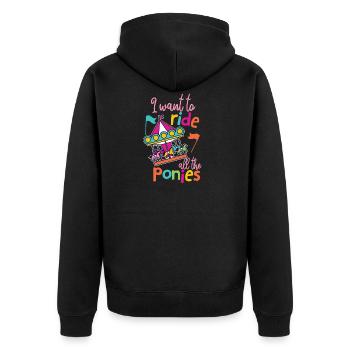 Cheval de carrousel cadeau de fête foraine - Veste à capuche bio Premium Unisexe - noir - Dos - Nico (187cm)