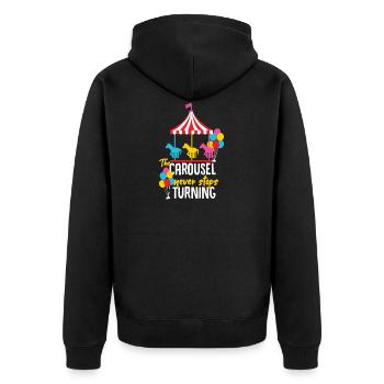 Carousel fair gift idea - Unisex Premium Organic Zip Hoodie - black - Back - Nico (187cm)