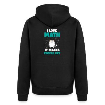 J'aime le chat mathématique - citation mathématique drôle - Veste à capuche bio Premium Unisexe - noir - Dos - Nico (187cm)