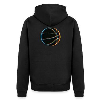 Surreale Magischer Basketball - Unisex Premium Bio Zip Hoodie - Schwarz - Hinten - Nico (187cm)
