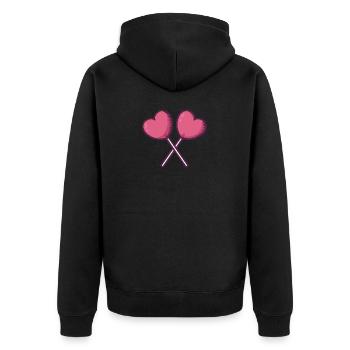 Valentine Lollipops - Unisex Premium Organic Zip Hoodie - black - Back - Nico (187cm)