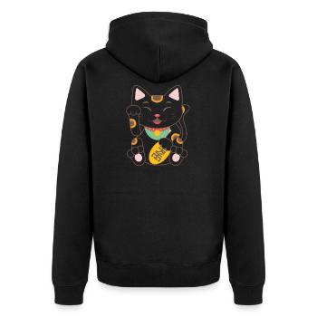 Maneki Neko Lucky Cat Japanese Charm Japon Fun Gif - Veste à capuche bio Premium Unisexe - noir - Dos - Nico (187cm)