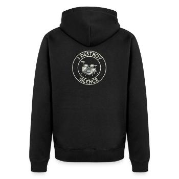 I Destroy Silence Drums Drum Set ... drummer - Unisex Premium Organic Zip Hoodie - black - Back - Nico (187cm)