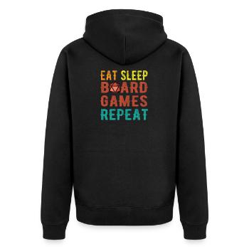Eat Sleep Board Games Role Player Gift Roleplay - Unisex Premium Bio Zip Hoodie - Schwarz - Hinten - Nico (187cm)