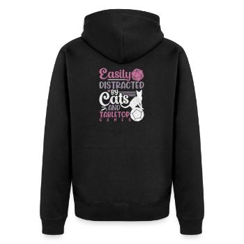 Tabletop Games Cats Kitten RPG Roleplay Role - Unisex Premium Bio Zip Hoodie - Schwarz - Hinten - Nico (187cm)