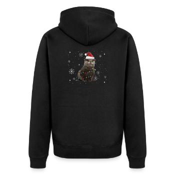 Otter Weihnachten Deko - Fischotter Weihnachtsbaum - Unisex Premium Bio Zip Hoodie - Schwarz - Hinten - Nico (187cm)