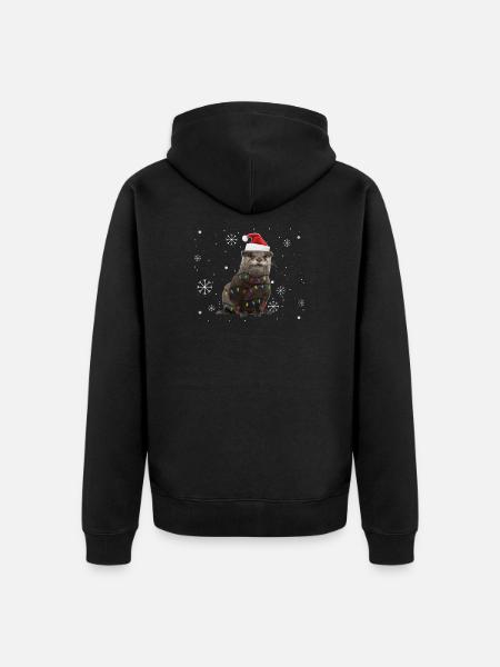 Otter julepynt - oter juletre - Premium økologisk unisex-hettejakke - svart
