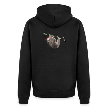 Faultier Weihnachten Deko - Sloth Weihnachtsbaum - Unisex Premium Bio Zip Hoodie - Schwarz - Hinten - Nico (187cm)
