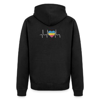 Pansexual Nonbinary LGBTQ Color Flag Unterstützung - Unisex Premium Bio Zip Hoodie - Schwarz - Hinten - Nico (187cm)