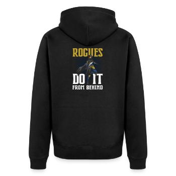 Tabletop Gaming Rogues Do It From Behind RPG Role - Unisex Premium Organic Zip Hoodie - black - Back - Nico (187cm)