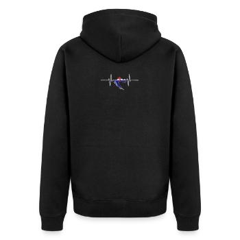 Kroatien Herzschlag EKG Heartbeat Vintage Retro - Unisex Premium Bio Zip Hoodie - Schwarz - Hinten - Nico (187cm)