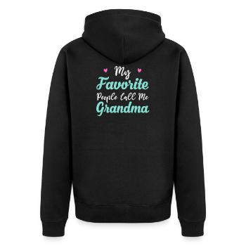 Meine Lieblingsleute nennen mich Oma - Unisex Premium Bio Zip Hoodie - Schwarz - Hinten - Nico (187cm)