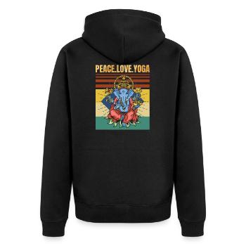 Ganesha - Peace Love Yoga - Savasana - Retro - - Unisex Premium Organic Zip Hoodie - black - Back - Nico (187cm)