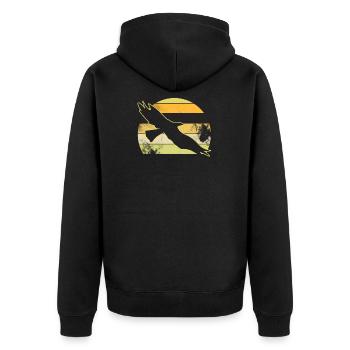 Vintage Eagle - Unisex Premium Organic Zip Hoodie - black - Back - Nico (187cm)