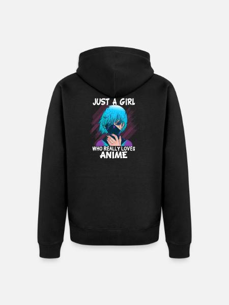 Just a Girl Who Loves Anime Manga Kawaii Gift - Unisex Premium Organic Zip Hoodie - black