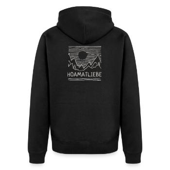 Hoamatliebe Bayrisch Bayerisch Alpenpanorama - Unisex Premium Bio Zip Hoodie - Schwarz - Hinten - Nico (187cm)
